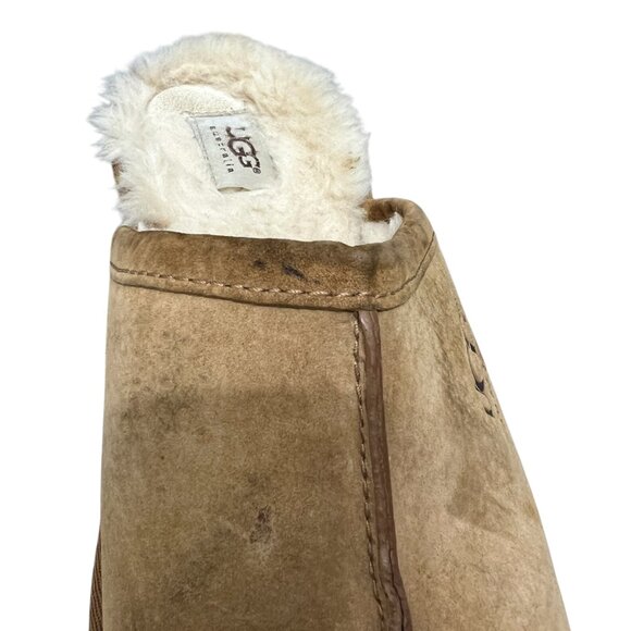Ugg Australia Pearle Chestnut Brown Suede Sheepskin Men's Slippers Mules sz11 - Picture 8 of 13